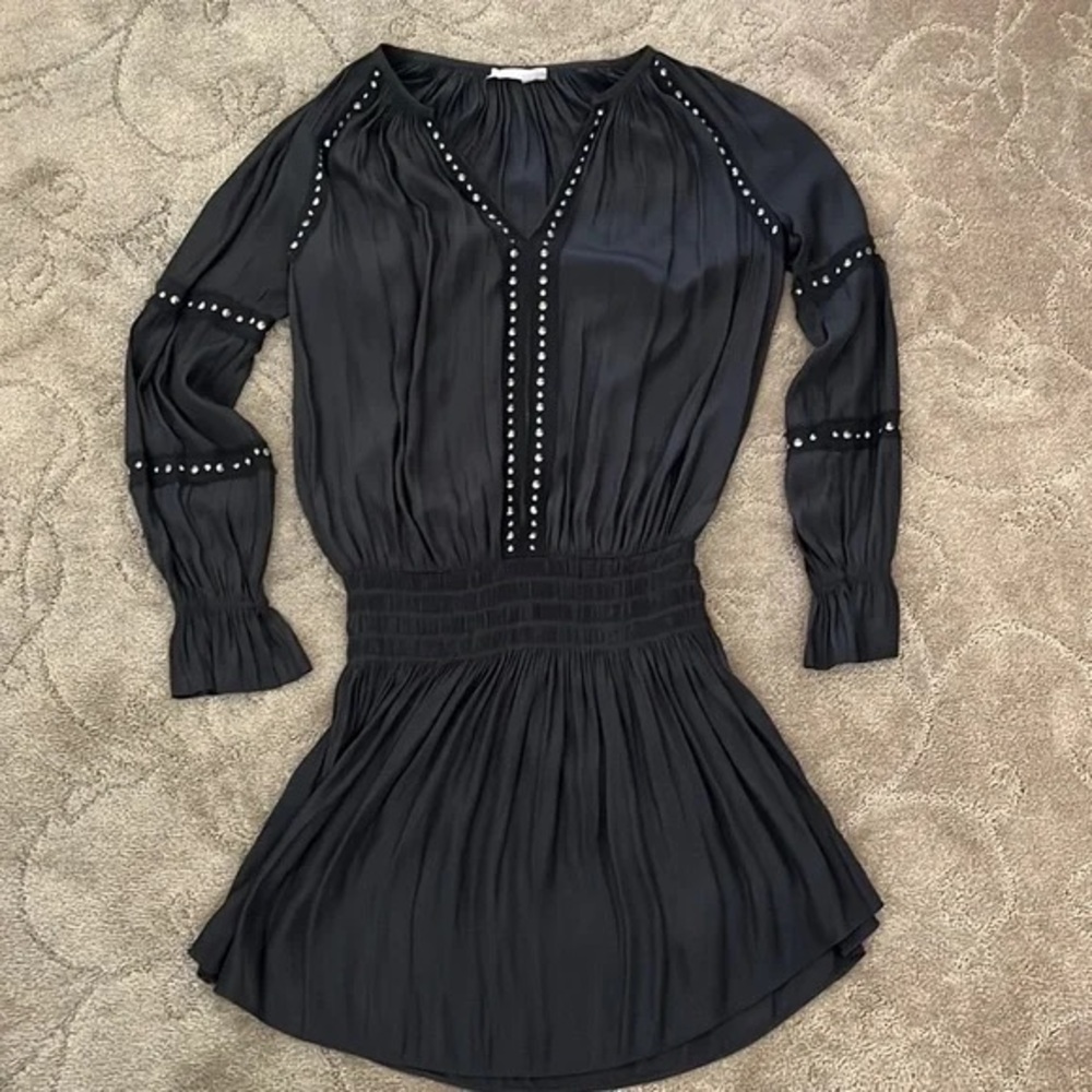 Ramy Brook Black Mini Dress with Silver Accents